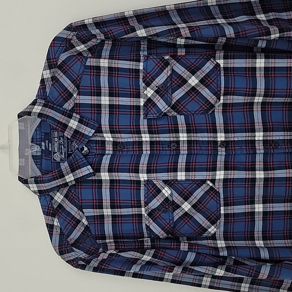American Rag Blue, Red & White Plaid Cotton Shirt Mens L - Picture 2 of 14